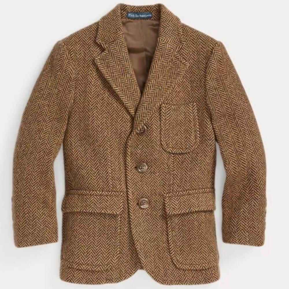 Polo Ralph Lauren toddler Boys' Wool Blend Herringbone Tweed Sport Coat NWT 2T